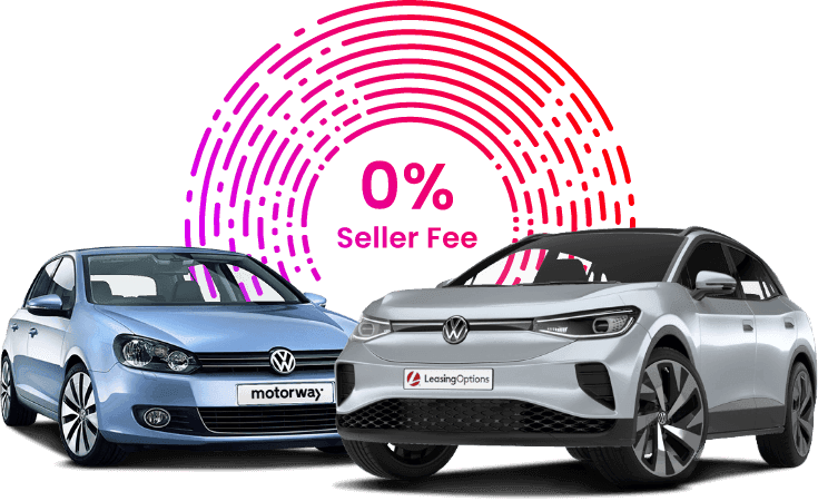 Collage of vehicles with 0% seller fee slogan