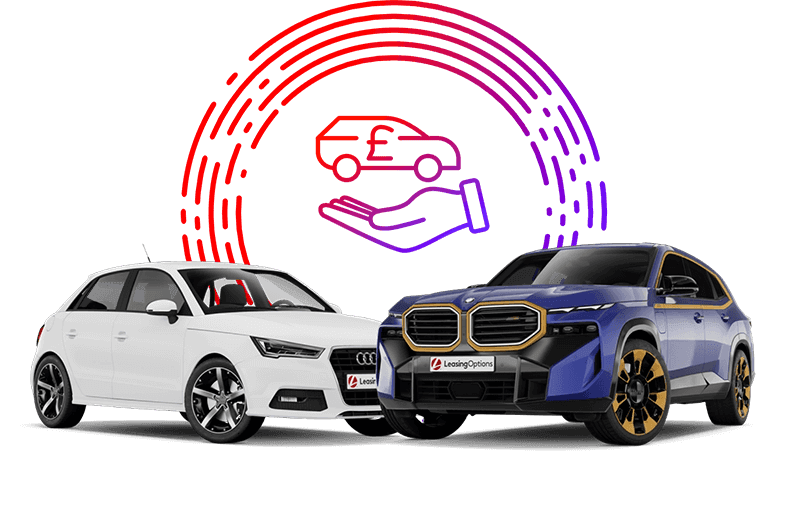 Collage of vehicles with an icon