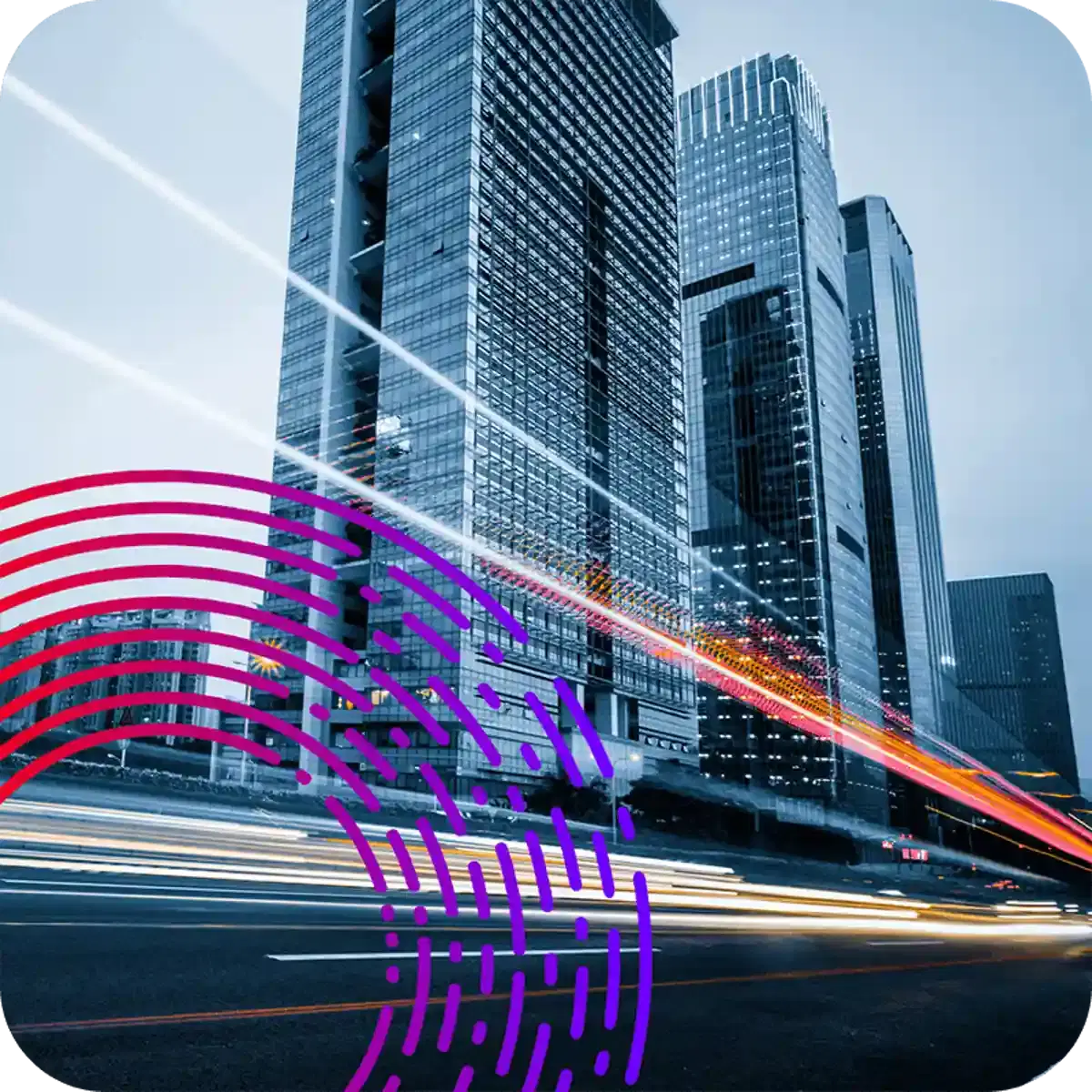 Cityscape with lighting effects
