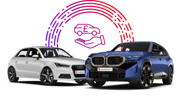 Collage of vehicles and an icon